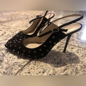 Zara basic black studded sling backs. Size 39